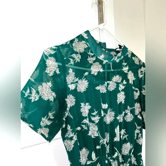 buy green goddess salad dressing online Olydia Midi Dress in Black Chiffon with Crystal Flower Print , V Neck main image 0